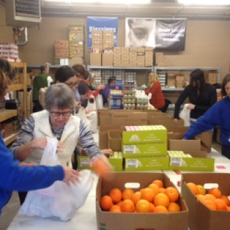 We packed the bags assembly line style while we mingled with other volunteers.